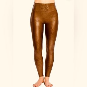 SPANX NWT Faux Leather Leggings- Mahogany